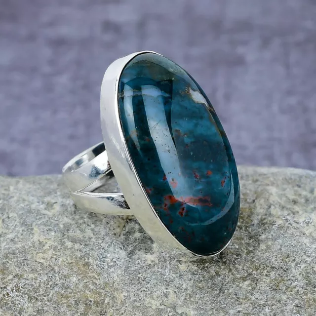 Unique Bloodstone Gemstone Handmade 925 Sterling Silver Ring Jewelry All Size