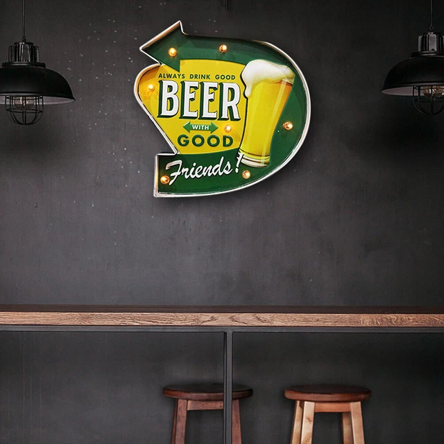 LED DECORATIVE LIGHTS Battery Powered Coffee Style Sheet Metal Light