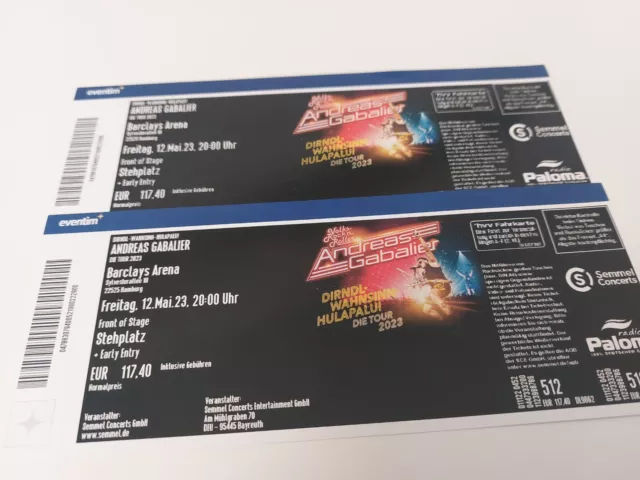 2 Konzertkarten Andreas Gabalier 12.05.23 Hamburg Barclays Arena Stehplätze