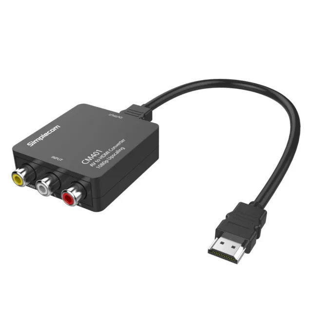 Composite AV CVBS 3RCA to HDMI Video Converter Adapter Cable 1080p Upscaling