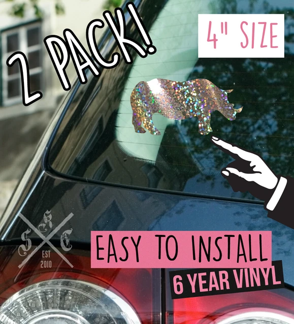 AFRICAN RHINO Decal Stickers [vinyl silhouettes for cars laptop] 2 pack - 4"x 4"