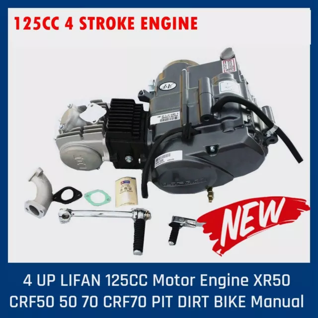 New LIFAN Manual Clutch 125CC Motorbike Engine 1P54FMI 4Up Gears Dirt Bike Motor