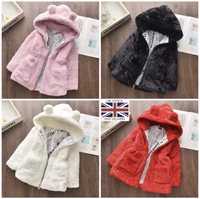 NEW Kids Faux Fur Baby Thick Parka Girl Warm Coat Jacket Coat Outerwear Children