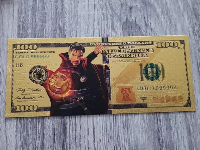 Marvel Doctor Strange Gold Foil Banknote 100 USD