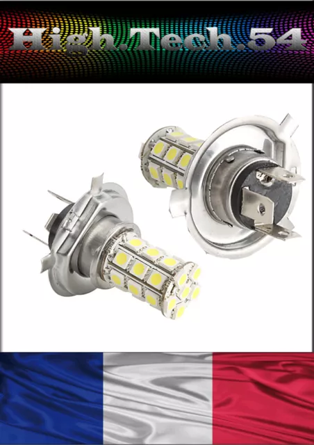 2 AMPOULES H4  27 LEDs SMD●●  FEUX JOUR DIURNE / ANTI BROUILLARD BLANC XENON*⌂.