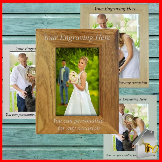 Personalised Engraved Wooden Photo Frame Various Finishes Sizes Frames Gifts