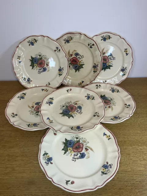 🟠 Lot De 7 Assiettes A Dessert En Céramique  De Sarreguemines Modèle Agreste