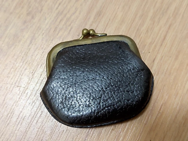 Petit Porte-monnaie Clipsé En Cuir Vintage - Style Années 60 - Occasion, Couleur Rouge