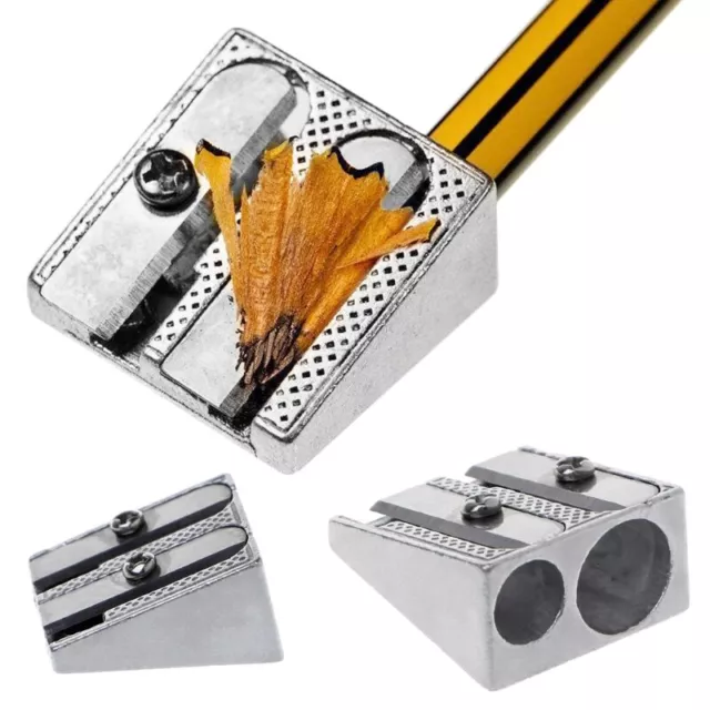 Bevelled Double Hole Stationery Pencil Sharpener Metal School Office Stationery