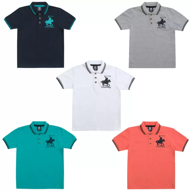 Boys Polo T-Shirt Shirt Short Sleeve Top Summer Logo Cotton Blend Childrens Kids