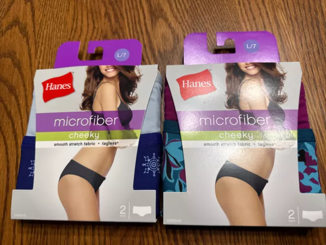4 HANES MICROFIBER Cheeky Panties Womens Size 7 Underwear Tagless $12.00 -  PicClick