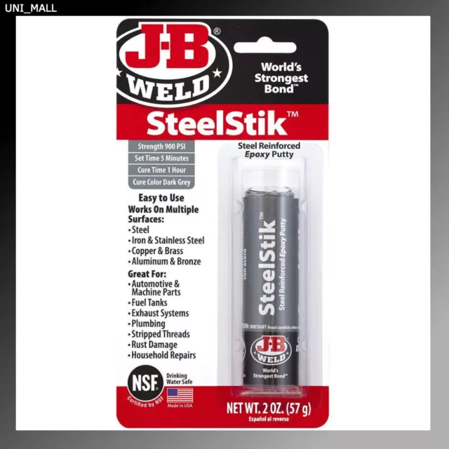 J-B Soudage Neuf 8267 Steelstik Acier Renforcé Résine Mastic Bâton - 59ml