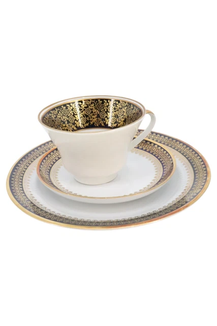Cubierta de colección de porcelana de Weimar decoración dorada