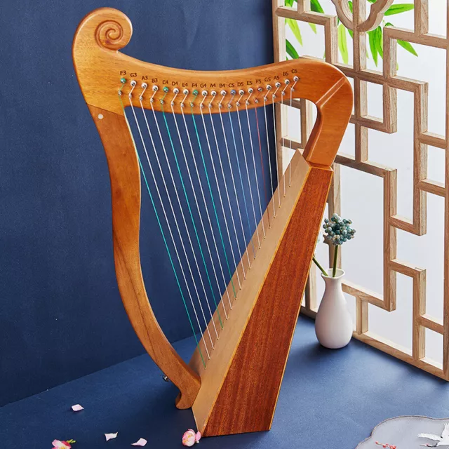 19 String Lyre Irish Harp Solid Wood Veneer Lyre Stringed Lever Harps Instrument