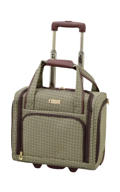 LONDON FOG Softside 15-Inch Under The Seat Bag, Tan Square Jacquard