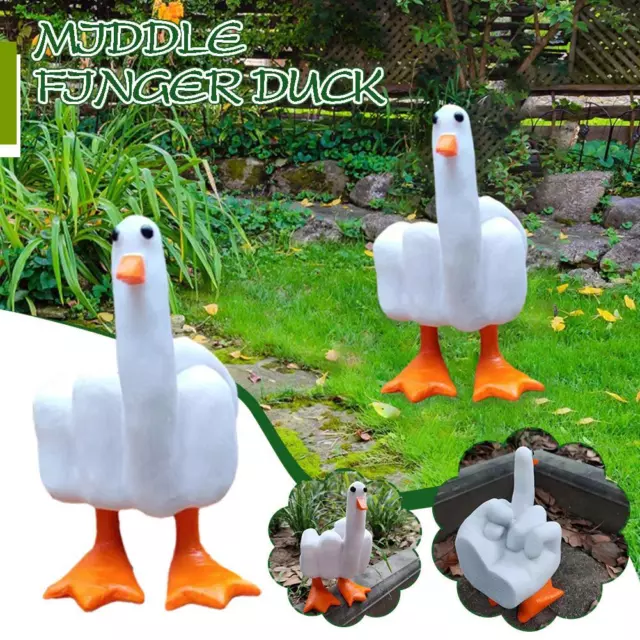 Middle Finger Duck Resin Figurines Funny Middle Finger Duck Statue  Decoration