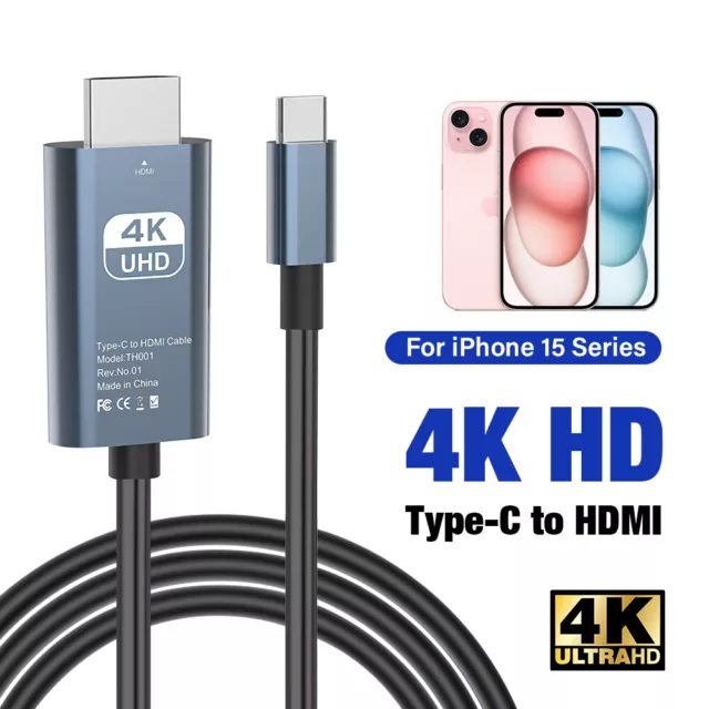 4K@60Hz USB C to HDMI Cable Thunderbolt 4/3 to HDMI 2.0 Adapter for Laptop PC TV