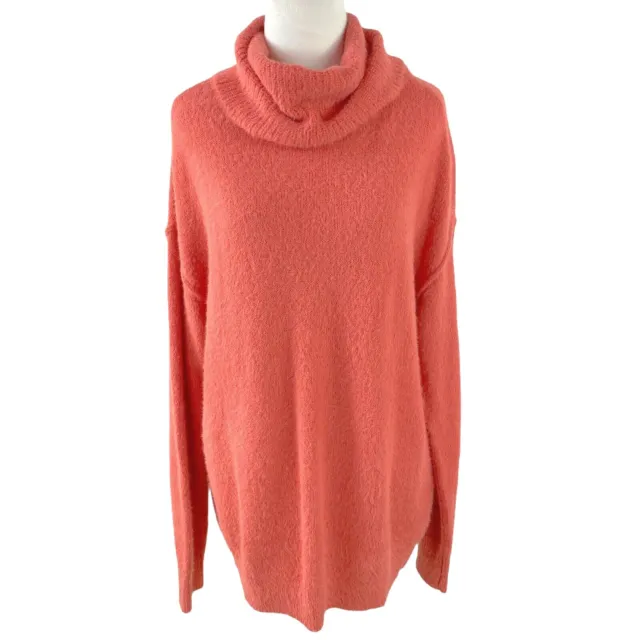 Caslon Women's Cowl Neck Coral Color Eyelash Pullover Sweater Size Medium