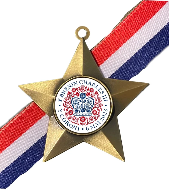 OFFICIAL DESIGN KING Charles Coronation 2023 Antique Gold Star Medal Engraved £5.99 PicClick UK
