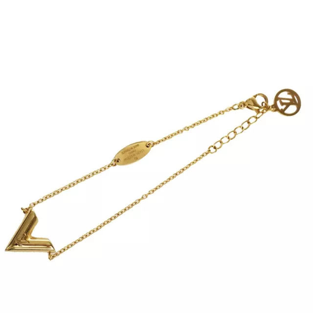 Women's Spring Fashion Louis Vuitton Essential V Big V Motif Pendant Yellow  Gold Plated Jewellery Set Bracelet/Necklace M61084/M61083