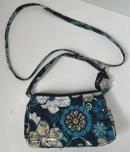 Vera Bradley Small Crossbody Quilted Bag/Purse Teal Blue Floral