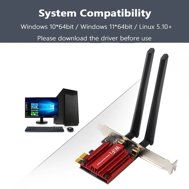 WiFi 7 BE200 Pro Pcie Wireless Network Adapter+10DB Antenna BT5.4 Tri Band 2.4G/5G/6GHz BE200 Scheda WiFi per Win11 Durevole Facile Da Installare Facile da Usare