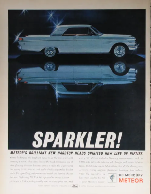 1963 Mercury Meteor Hardtop Ad Magazine Print Automobile