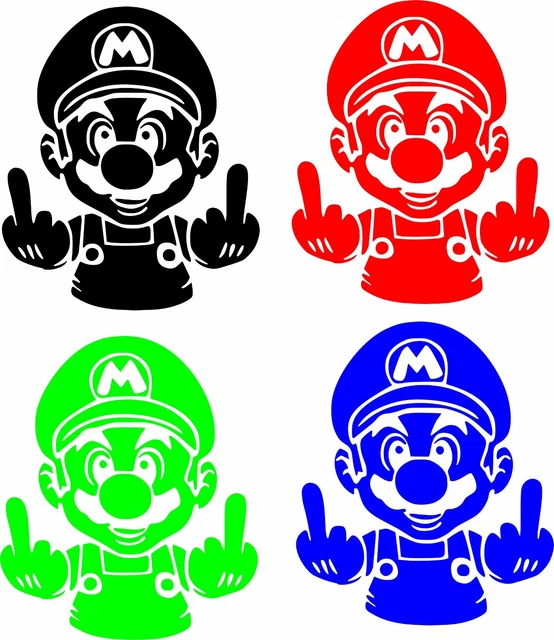 SUPER MARIO MIDDLE Finger Cartoon Video Game Vinyl Decal Sticker Car