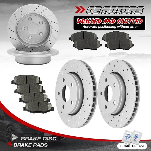 FRONT & REAR Rotors + Ceramic Brake Pads for Fit 2007 2017 Jeep