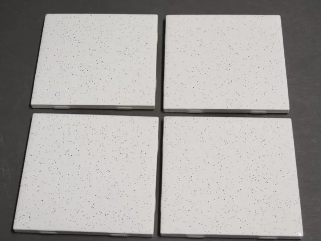 Lot of 4 AMERICAN OLEAN Ceramic Tile White Salt & Pepper Black Fleck Glossy NEW