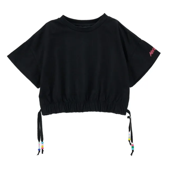 MONNALISA T-shirt top bambina ragazza nero perline MADE TALY 10 12 S=13/14 anni