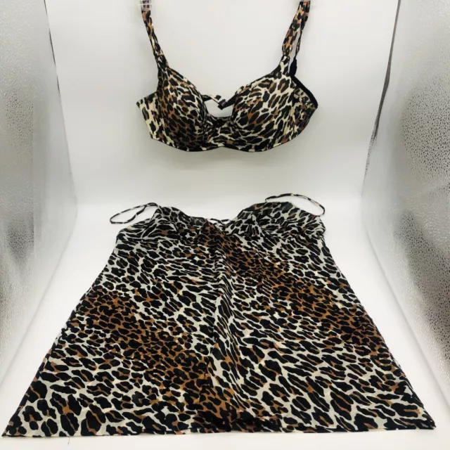 Beautiful Vintage Vanity Fair Leopard Print 2 Pc. Bra & slip set 36B Lingerie