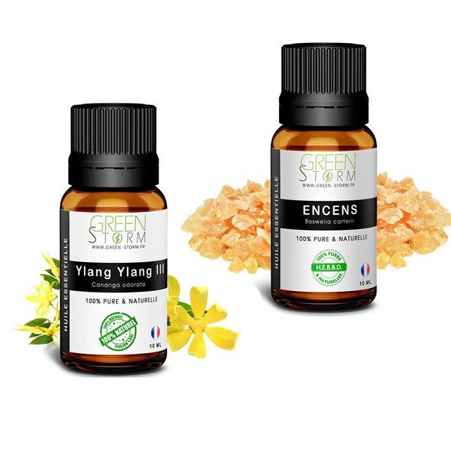 Kit "pour l'ambiance " huiles essentielles ylang ylang et encens 2x10ml - 100% p