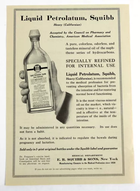 1917 E R SQUIBB & SONS Medical Advertising Original Vintage Antique Print Ad 2