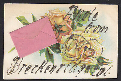 Colorado-Breckenridge-Greetings-Embossed-Yellow Rose-Antique Postcard