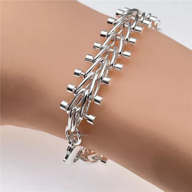 925 Sterling Silver Filled Watchband Bracelet Bangle Women's Fashion Jewellery