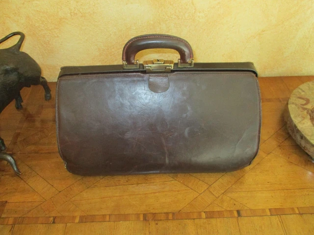 Arzttasche Hebammen Tasche Koffer Doktortasche Alt Leder mit Innenleben