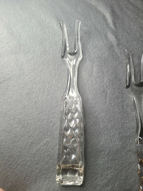 Anchor Hocking Wexford Serving Salad Fork Clear Pressed Glass 9-1/2"L