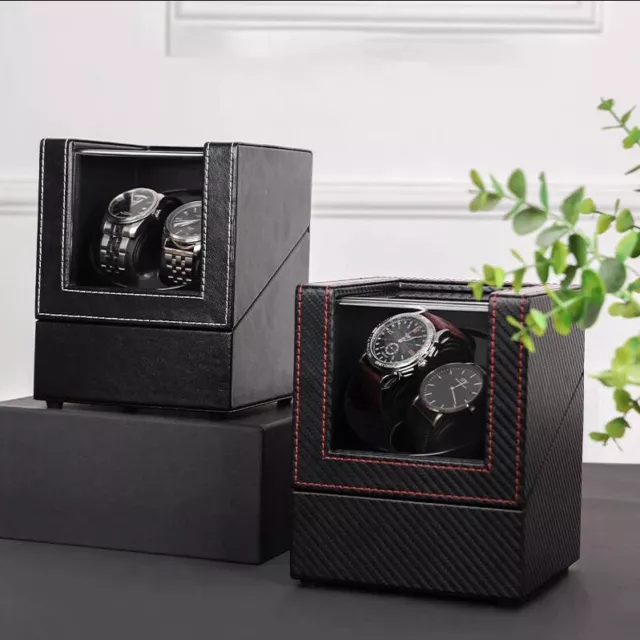 Double Automatic Watch Winder Box Watch Turner Rotator Case Quiet Motor New