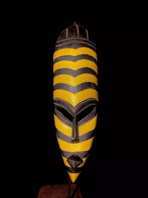African mask antiques tribal Face vintage Wood Carved Hanging Zebra mask-4790