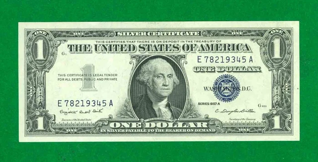 $1 1957-A 1 E/A Block Blue Seal Silver Certificate Cu.