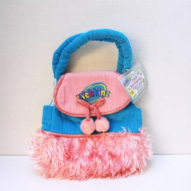 Webkinz Plush Pet Carrier Purse Ganz HC076 Pink Blue New With Code