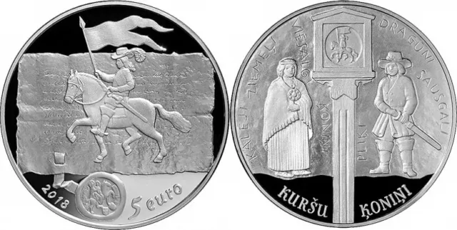 Latvia 2018 Lettland 5 EURO Curonian Kings Silver Proof