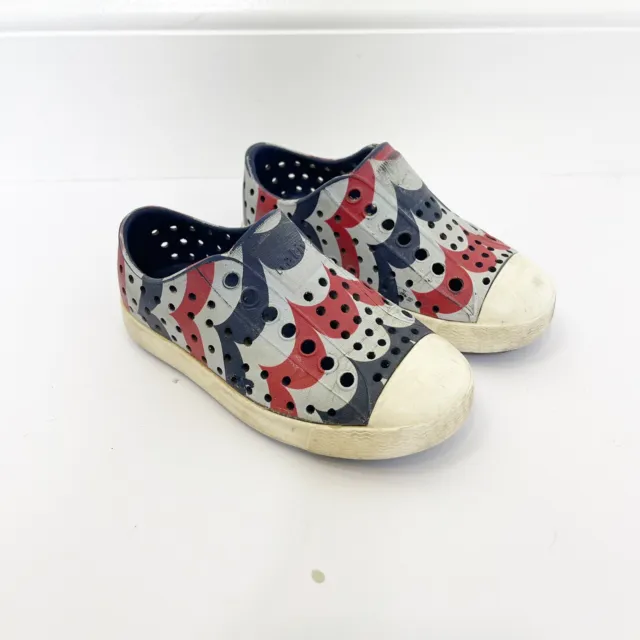 Native Jefferson Toddler Unisex Boy Girl Red White Blue Slip On Shoes Size 8 C8