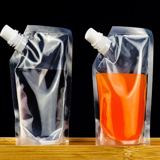 Suction Nozzle Bag Standing Milk Juice Transparent Plastic Beverage Bag