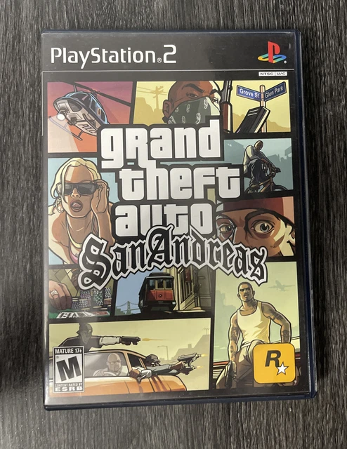GRAND THEFT AUTO: San Andreas Sony PlayStation 2 PS2 etichetta nera ...
