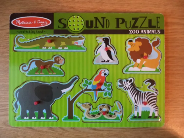 Melissa & Doug Zoo Animals Sound Wooden Peg  Puzzle 8 Pcs.