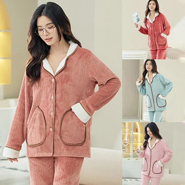 Pantalon femme en polaire flanelle vêtements de nuit longs porter bas pyjama ma