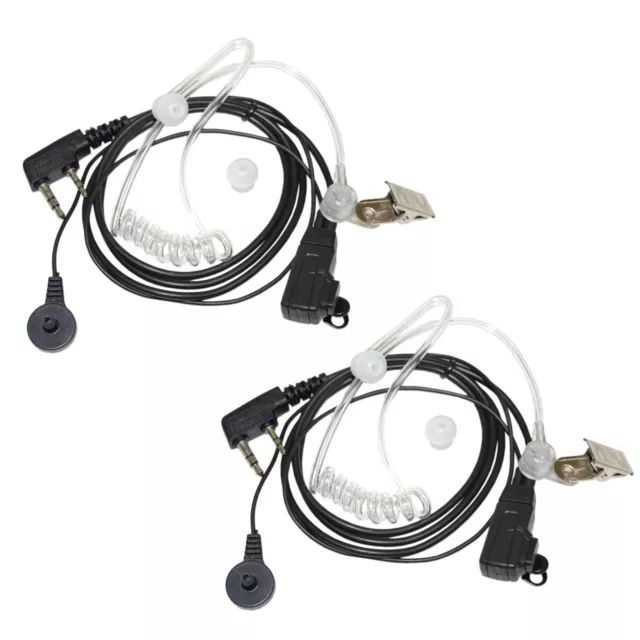 2-Pack 2 Pin Acoustic Tube Earpiece Hands Free Headset Mic for Kenwood TK Series