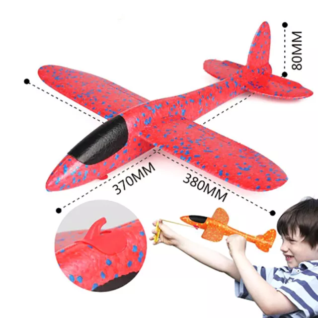 Foam Hand Throw Airplane Rubber Band Ejection Launch Glider Plane 35CM Toys  LR1